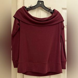 Cupcakes & Cashmere off the shoulder burgundy top, size small, NWOT.